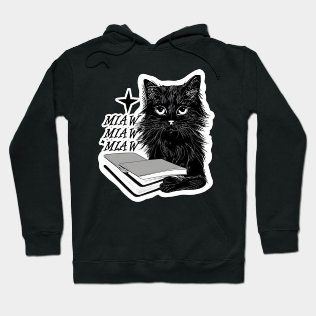 Cat Miaw: Playful and Cute Cat Design Hoodie by LycheeDesign